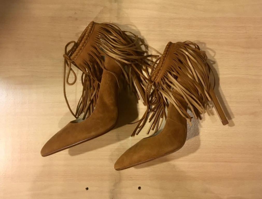 Zara ZARA Fringe Heels Brown Size 36 EU 5 US Women s Fashion Footwear Heels on Carousell