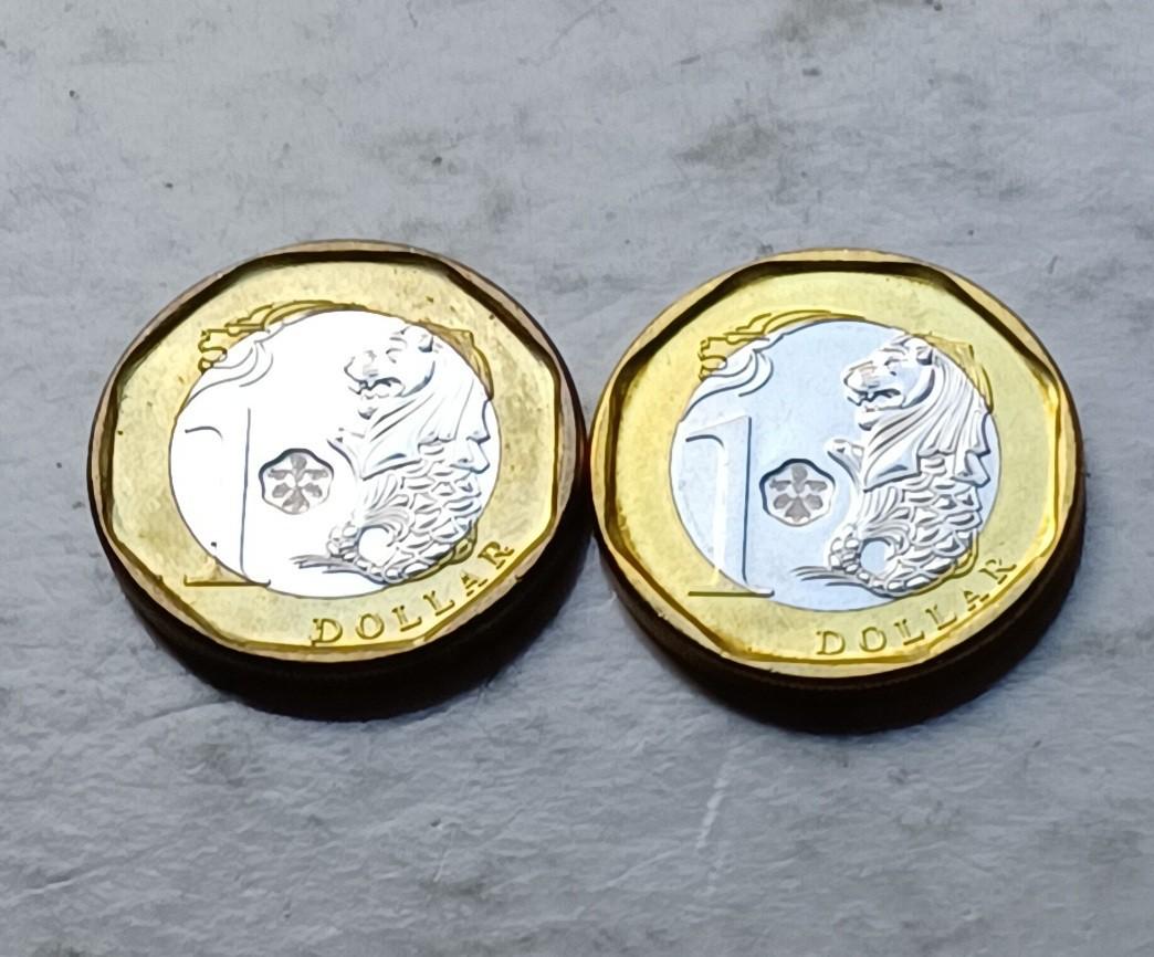 新加坡2014年1元硬幣2枚，全新, 興趣及遊戲, 收藏品及紀念品, 錢幣- Carousell