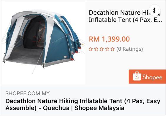 Air seconds Family 4.1 XL tent khemah Men s Fashion Bags