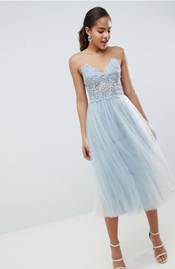 ASOS Lace cami top tulle midi dress Women s Fashion Dresses Sets Dresses on Carousell