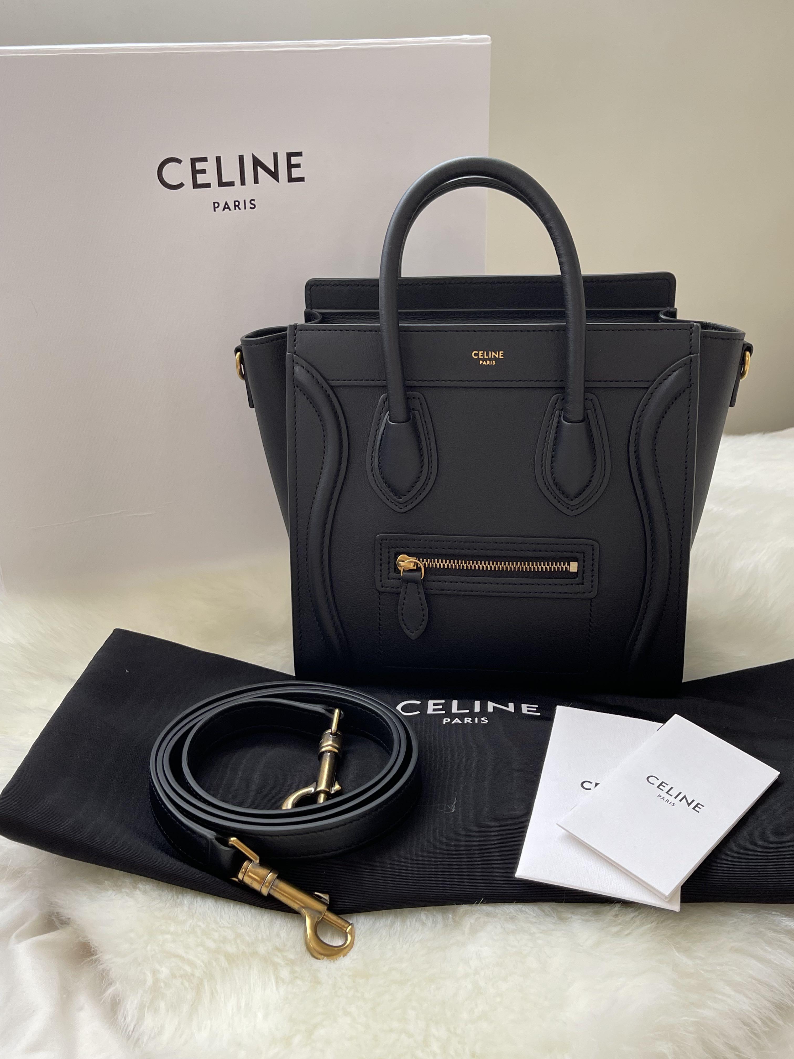 Authentic 2020 Celine Nano Luggage New Logo Calfskin GHW