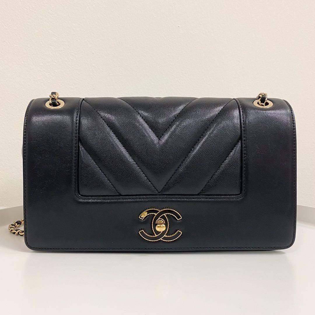 Authentic Chanel Black Seasonal Flap bag in Calfskin and Gold Hardware Luxury Bags Wallets on Carousell