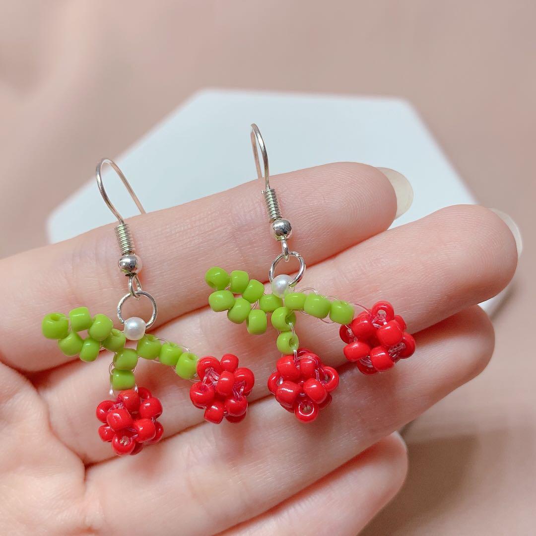 Cherry beaded shop earrings