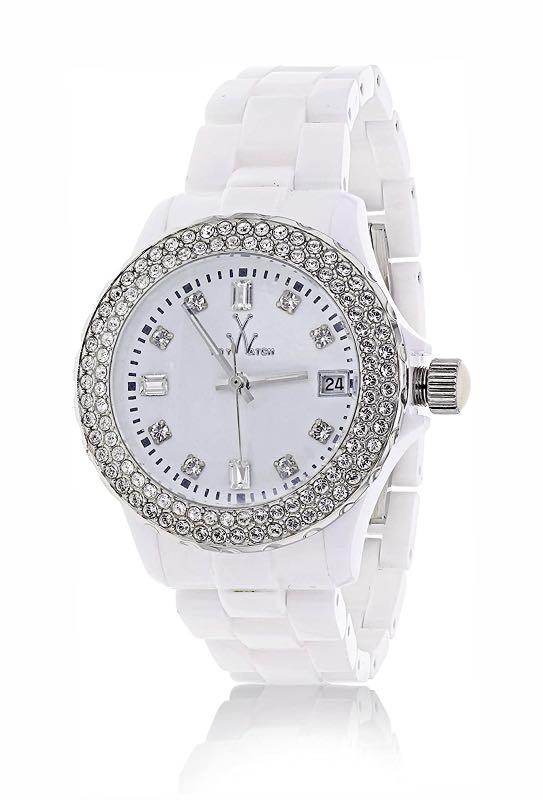 Toy watch white diamond ceramic cheap