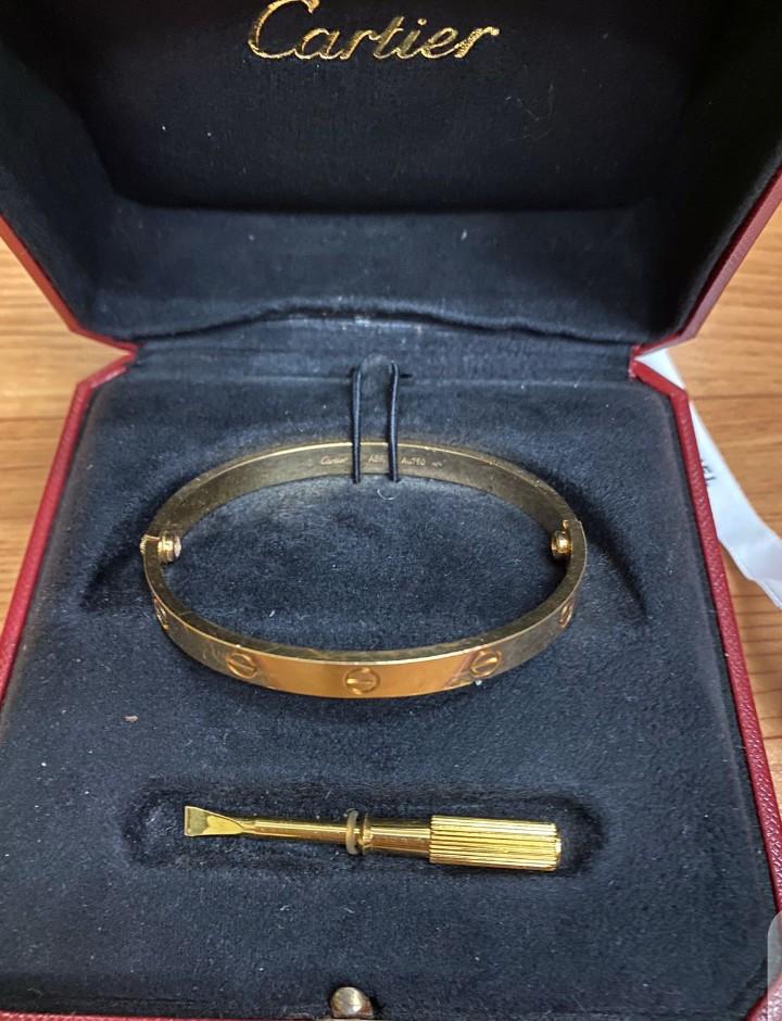 Cartier love bracelet gold sz 16 complete