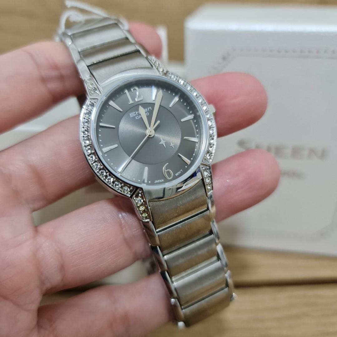 Casio sheen ladies stainless steel analog crystal watch original