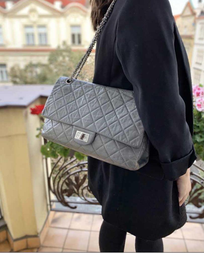 Chanel Metallic Silver 2.55 Reissue Aged Double Flap 227 Bag – The