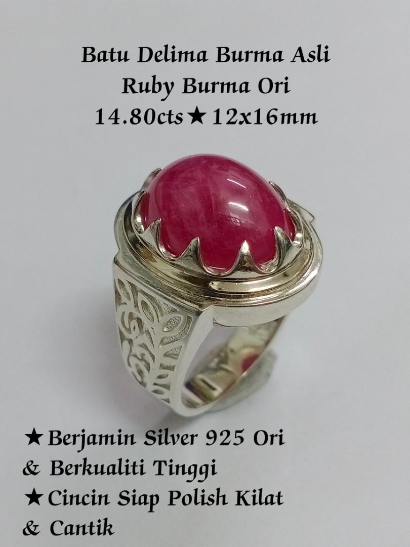 Cincin Batu Delima Burma Asli Silver 925 Ori Ruby Burma Ori Weight 14 80cts 12 X 16mm 天然红宝石925银男庄戒指 Antiques Vintage Watches Jewellery On Carousell