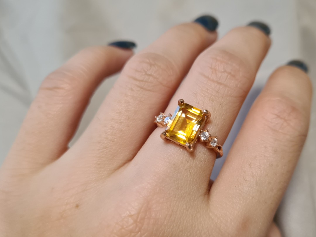 Emerald cut Citrine ring