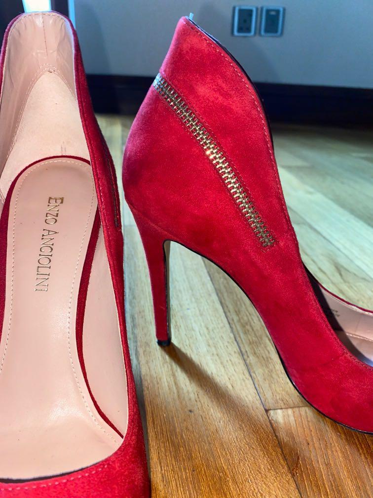 Enzo Angiolini red suede pumps