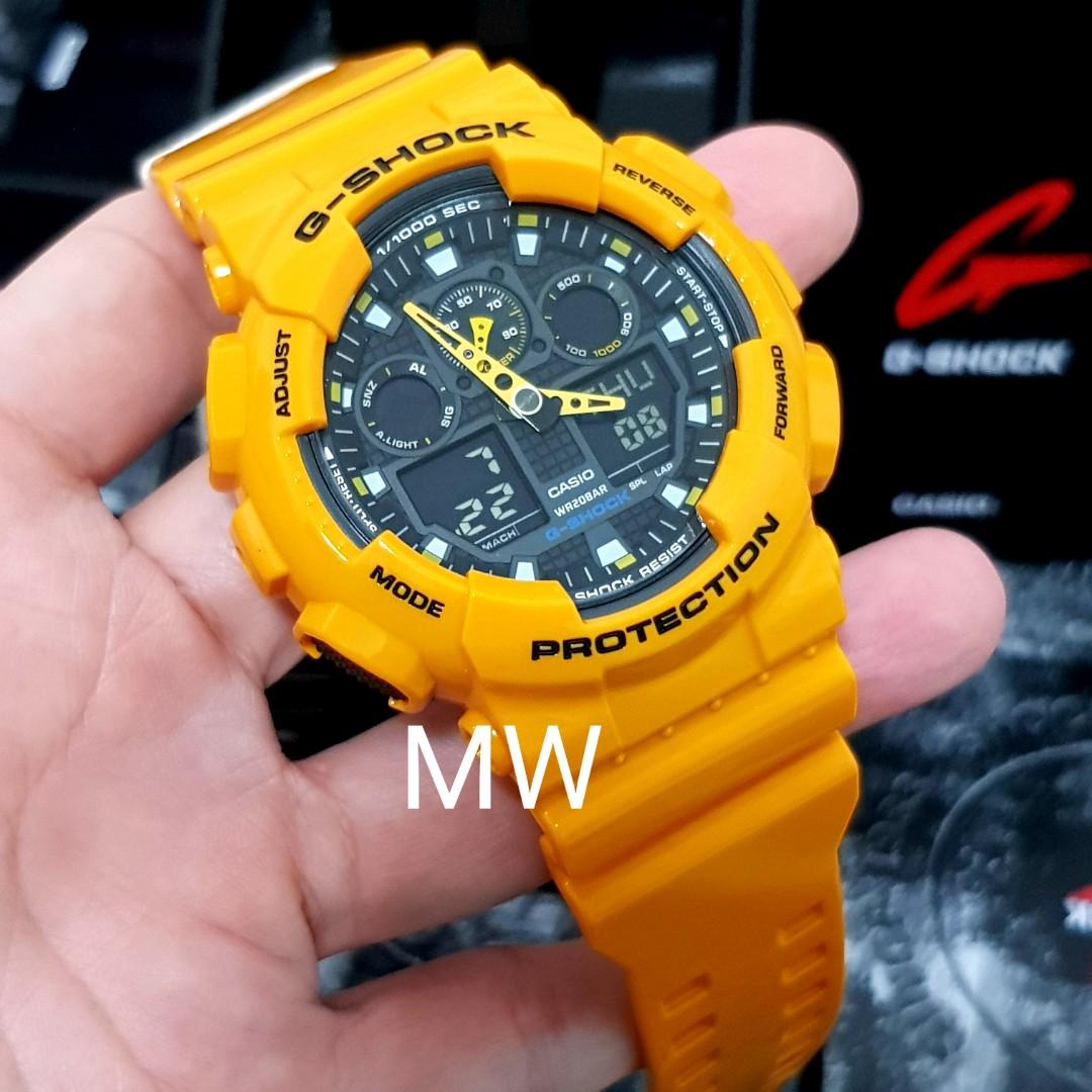G Shock bumblebee yellow men's watch ga100 ga-100 ga100a ga-100a