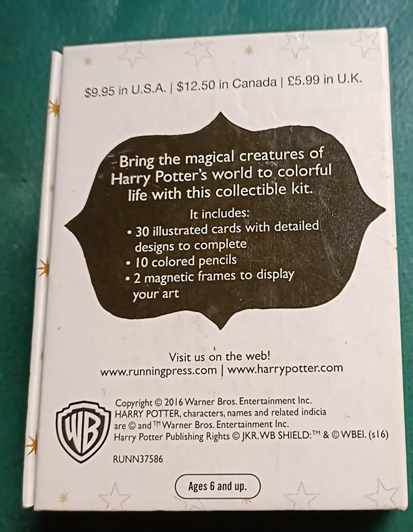 英文原版Harry Potter Magical Creatures Coloring kit 哈利波特魔法生物著色套件, 興趣及遊戲, 收藏