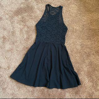 Hollister Navy Dress 海軍藍 蕾絲 氣質 削肩 洋裝