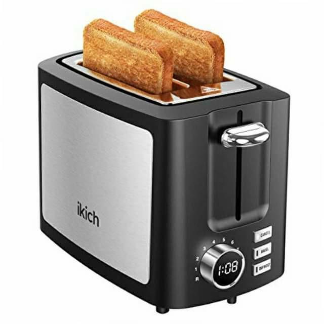 IKICH Toaster 2 Slice LCD Screen Stainless Steel Toaster Wide Slot 2 Slice Toaster 9 Settings Toasters Cancel Bagel Defrost Reheat Crumb Tray TV Home Appliances Kitchen Appliances Ovens Toasters on Ca...