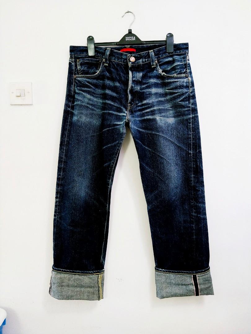 Red top card denim