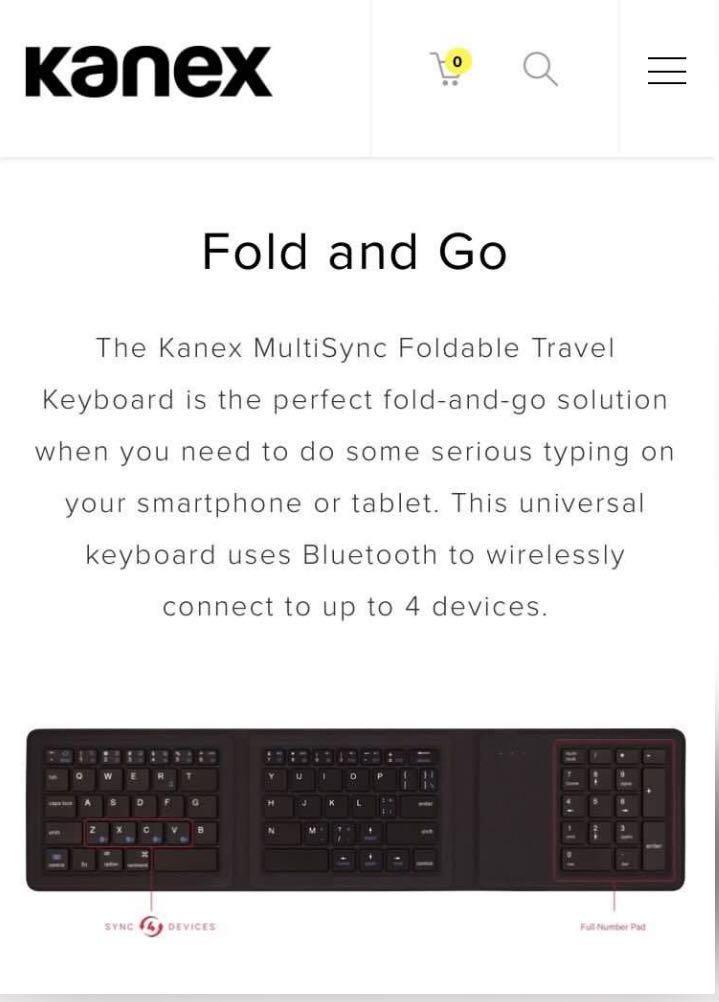 Kanex MultiSync Foldable Travel Keyboard with Full Number Pad (Category: Computer Keyboard) located in Marikina City. Submitted by bugzybunny (Listing ID 1115396227, Image 3). Description: Kanex MultiSync Foldable Travel Keyboard with Full Number Pad •Never been used, box is sealed; Got 2 of this brand, this is my spare keyboard. For inquiries: PM or SMS - 0906 5976001 0917 5483499 •Note: Selling price does not include delivery fee. •Preferred Co