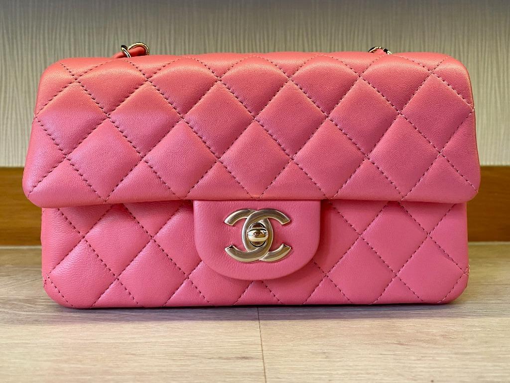 Kept Unused Chanel Pink Classic Mini Rectangle, Luxury, Bags & Wallets on  Carousell