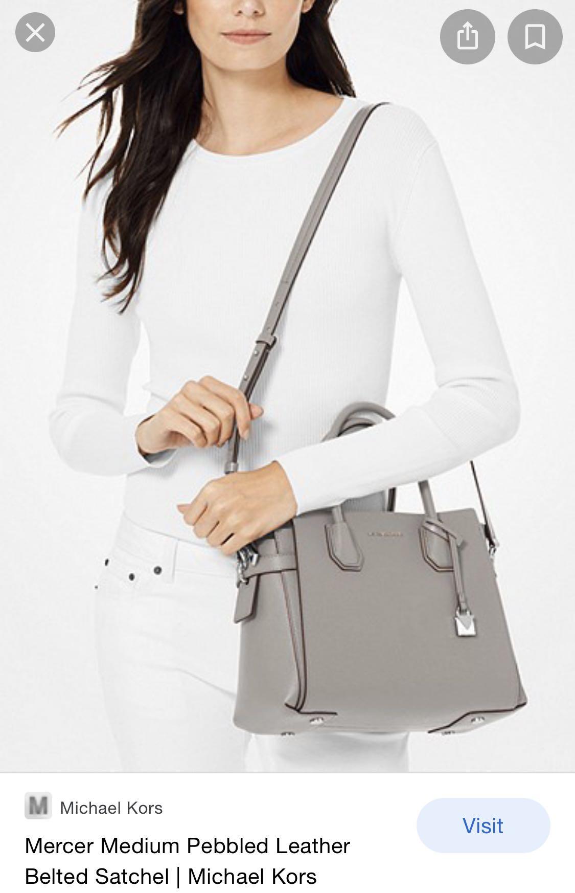 Michael kors mercer medium pebbled leather belted satchel store