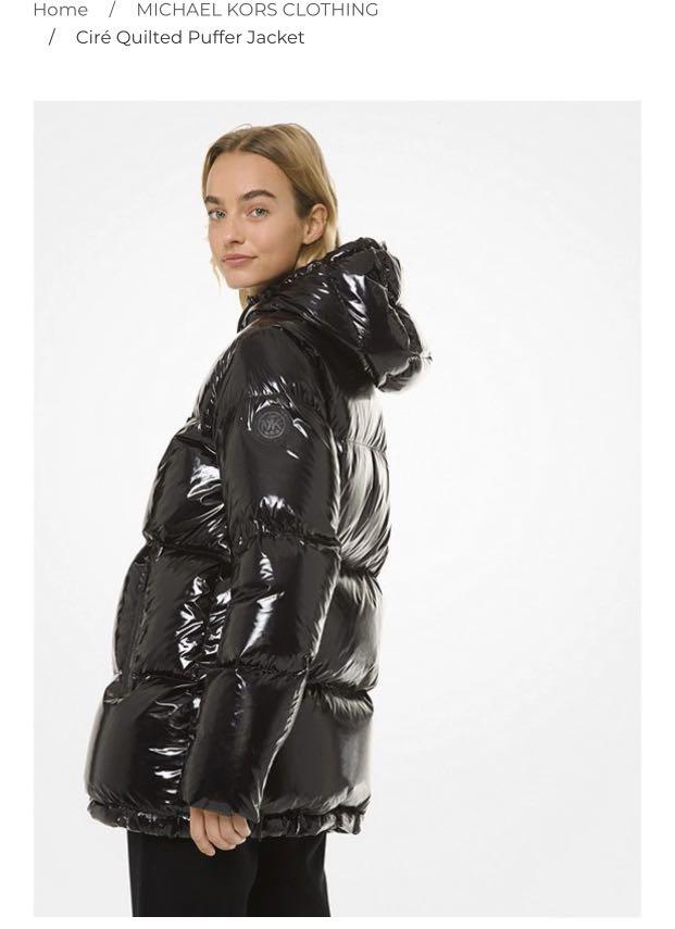 Buy Michael Kors Reversible Metallic Satin Cire Hooded Puffer Jacket   Silver  Black Color Women  AJIO LUXE