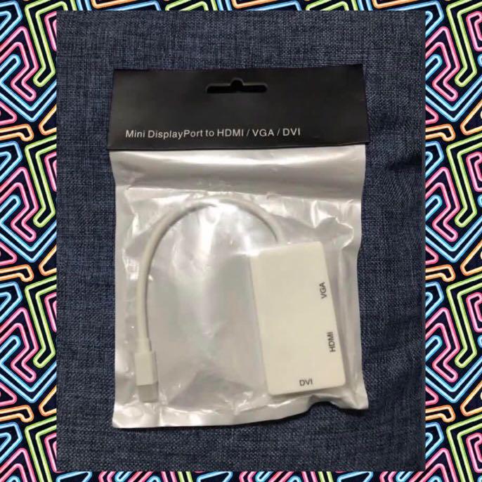 Mini Display Port to HDMI / VGA / DVI (Category: Cables & Adaptors) located in Marikina City. Submitted by bugzybunny (Listing ID 1115416464, Image 1). Description: Mini Display Port to HDMI / VGA / DVI •New; Never been used; Sealed For inquiries: PM or SMS - 0906 5976001 0917 5483499 •Note: Selling price does not include delivery fee. •Preferred Courier: Abest/J&T/LBC •Mode of Payment: I prefer Online Fund Transfer or Bank Deposit thru BPI and G