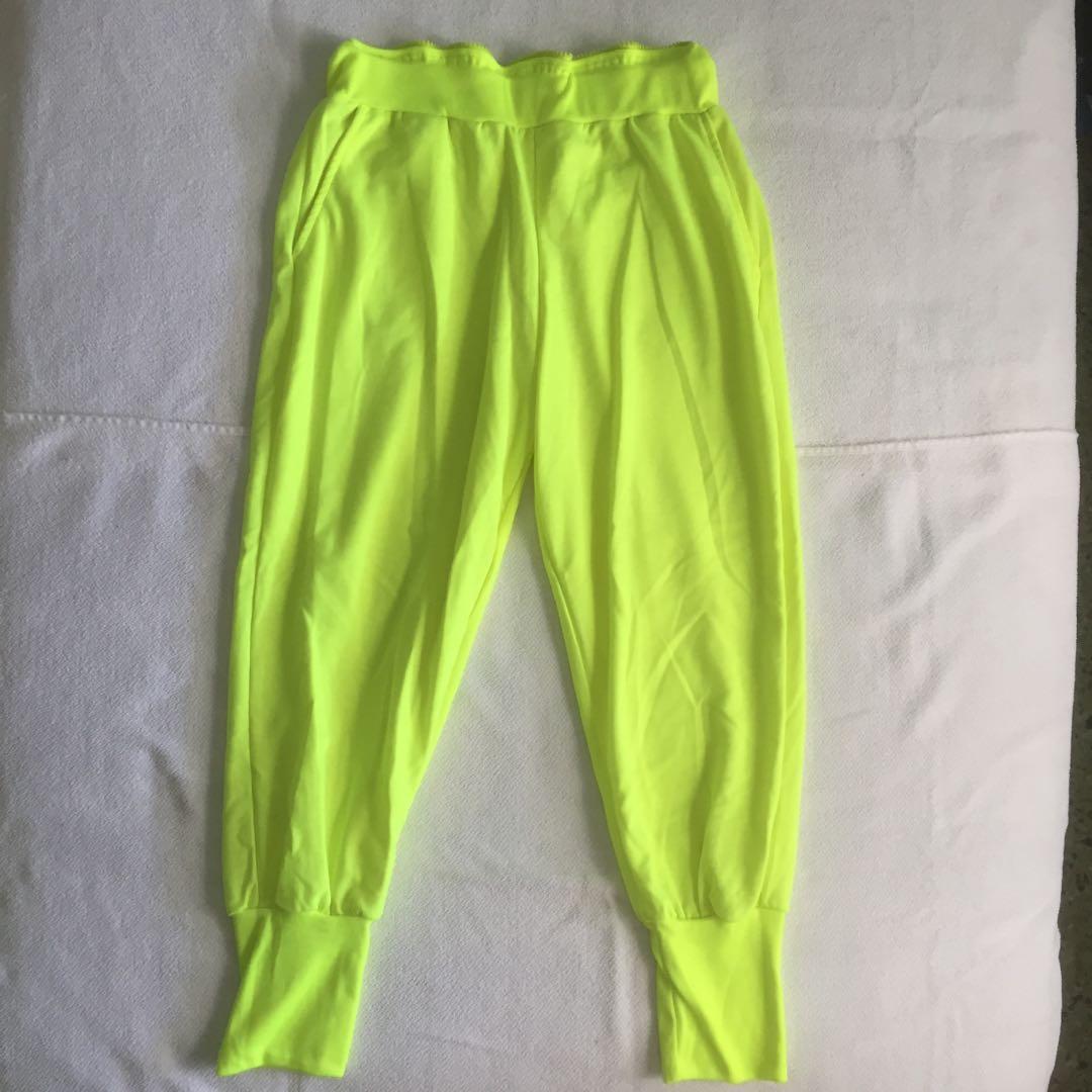 Neon yellow dancer sweatpants, Women's Fashion, Activewear on Carousell