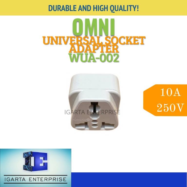 OMNI UNIVERSAL SOCKET ADAPTER 10A 250V WUA-002 (Category: Electrical, Adaptors & Sockets) located in Quezon City. Submitted by igarta.enterprise (Listing ID 1114144083, Image 1). Description: Omni Universal Socket Adapter 10A 250V WUA-002 Omni Universal Socket Adapter 10A 250V Model: WUA-002 • Insides of Omni adapters are made of copper • Durable and highly conductive • Maintain their grip on the plugs even after thousands of use • Engineered to 