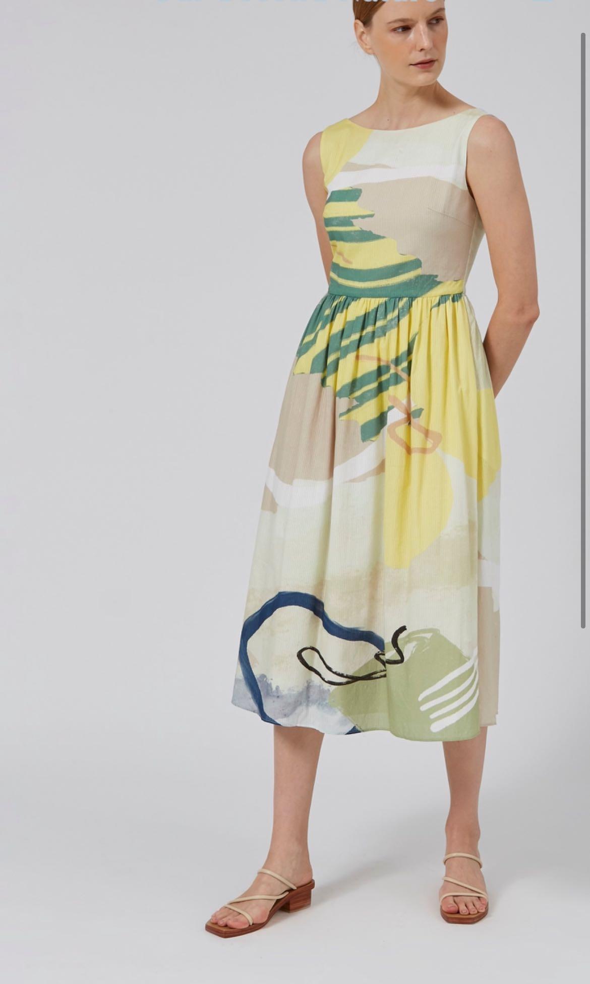 OSN Coast Low-Back Midi Dress in Beige 