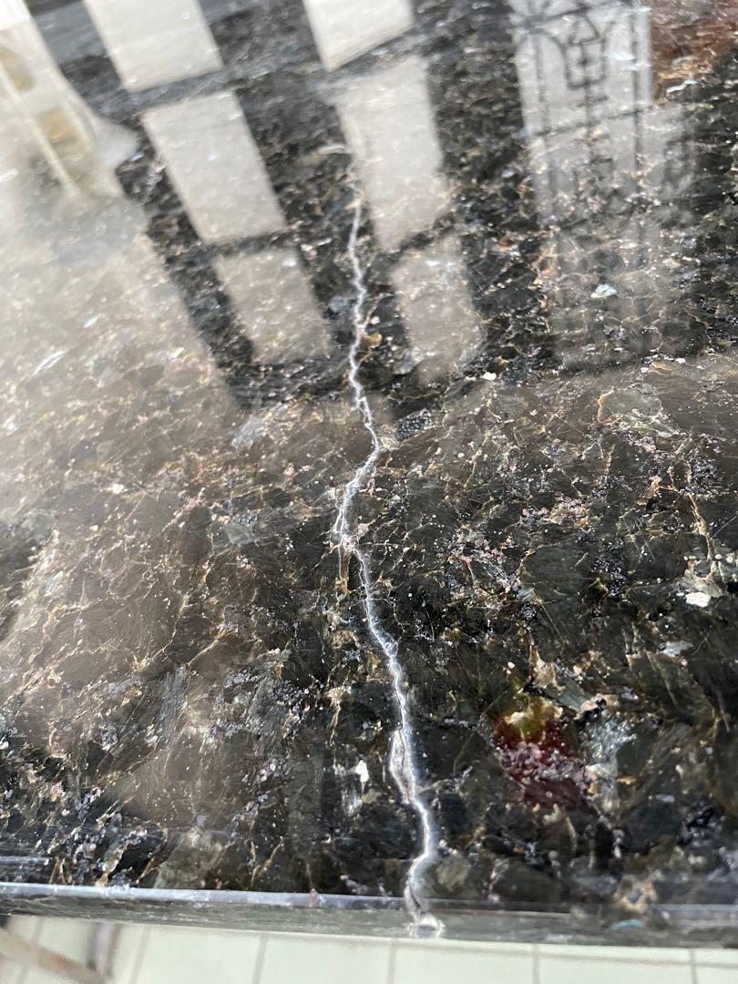 Stainless steel/ black granite bar table ( defect), Furniture & Home