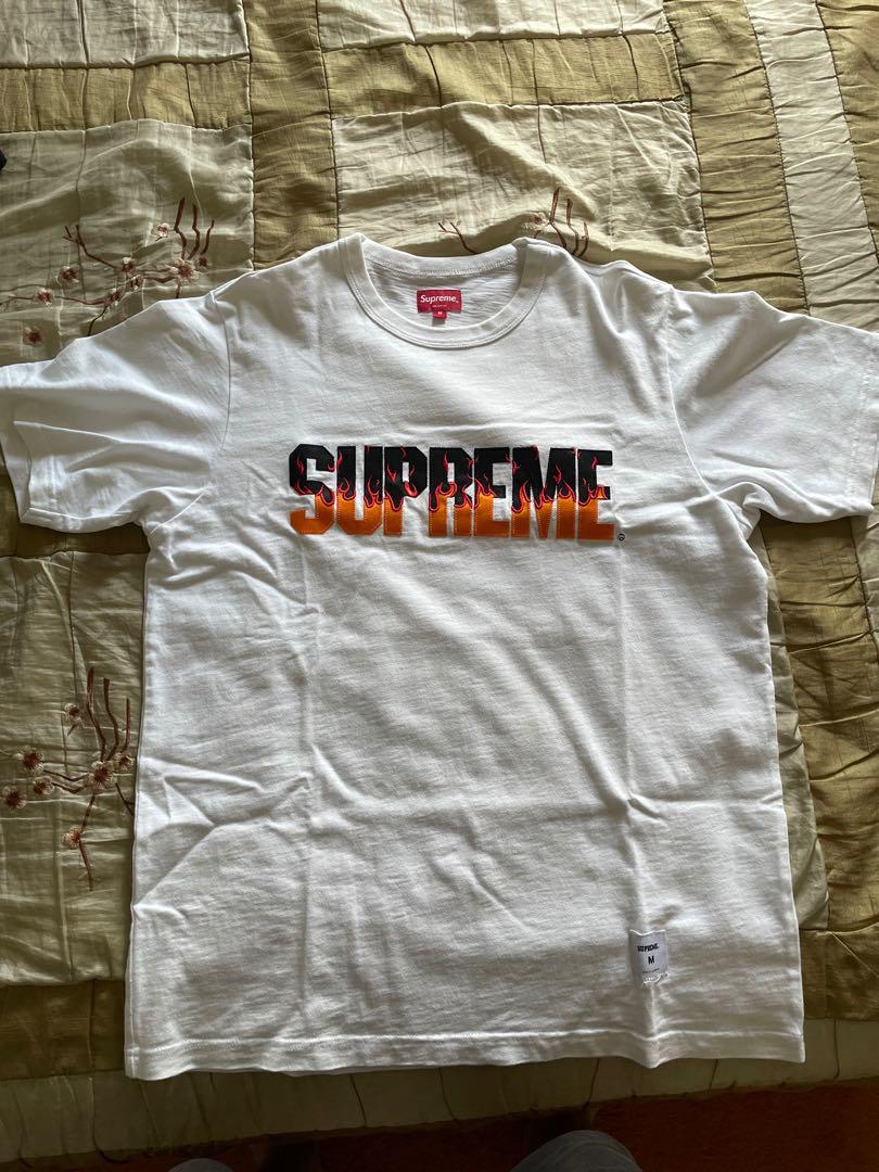Supreme Flame Tee, Men's Fashion, Tops 