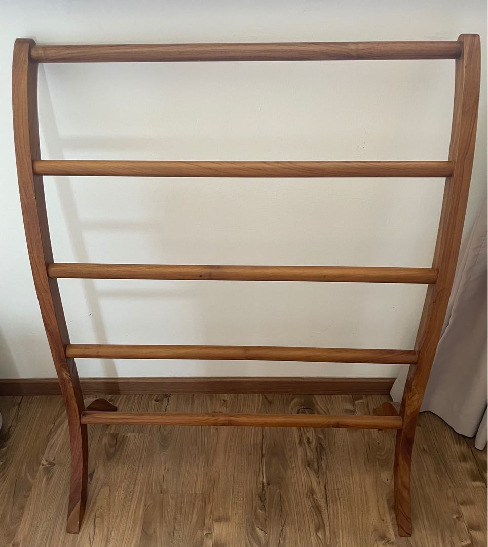 Teak wood Towel Rack Furniture Home Living Furniture Shelves Cabinets Racks on Carousell