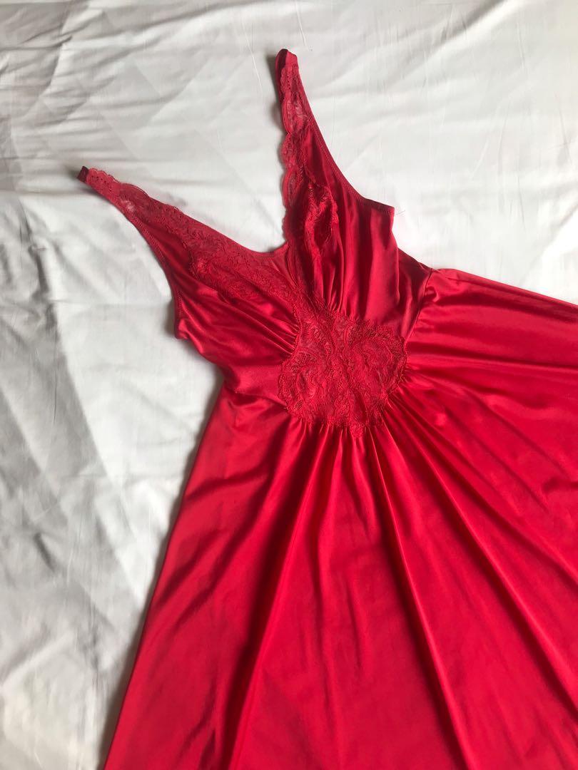 Vintage Olga Midi Dress in Cherry Red, Women's Fashion, Dresses & Sets ...