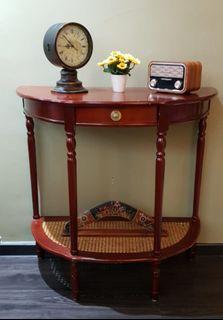 Vintage Rattan Base Round Console