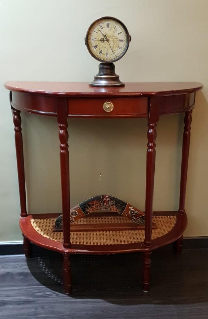 Vintage Rattan Base Round Console, Furniture & Home Living, Furniture ...