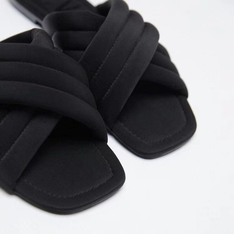 Zara black slippers best sale