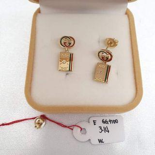 18k Saudi Gold Earrings Brand Inspired Bar Stud