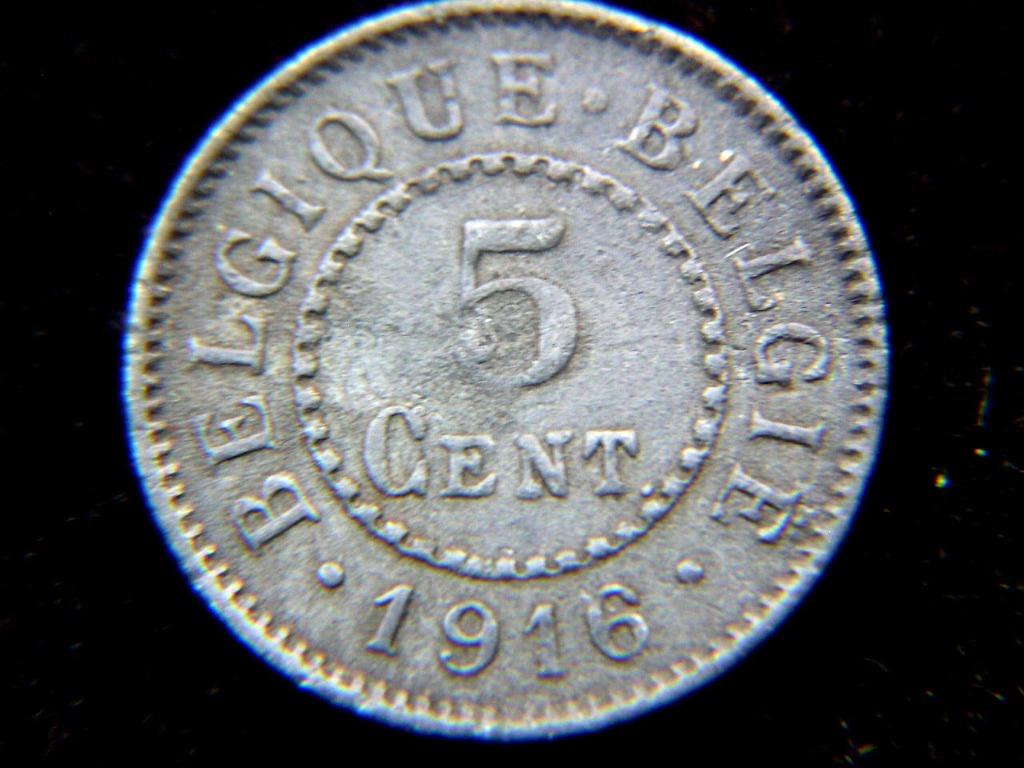 鋅幣-1916年比利時王國(Kingdom of Belgium-German  occupation)立獅皇家國徽5仙鋅幣(比皇阿爾伯特一世時期,第一次世界大戰德軍佔領時期), 興趣及遊戲, 收藏品及紀念品, 錢幣-  Carousell