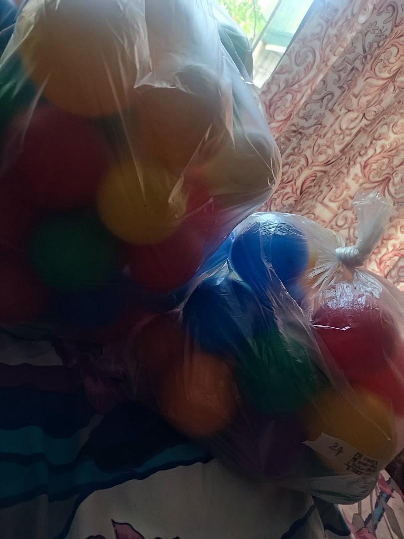 Ball pit balls (Category: Infant Playtime) located in Caloocan City. Submitted by trebdy01 (Listing ID 1115546320, Image 2). Description: well used 116 pcs assorted colorful ball pit balls ,intex ,fisher price etc..