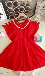 紅色造型短洋裝