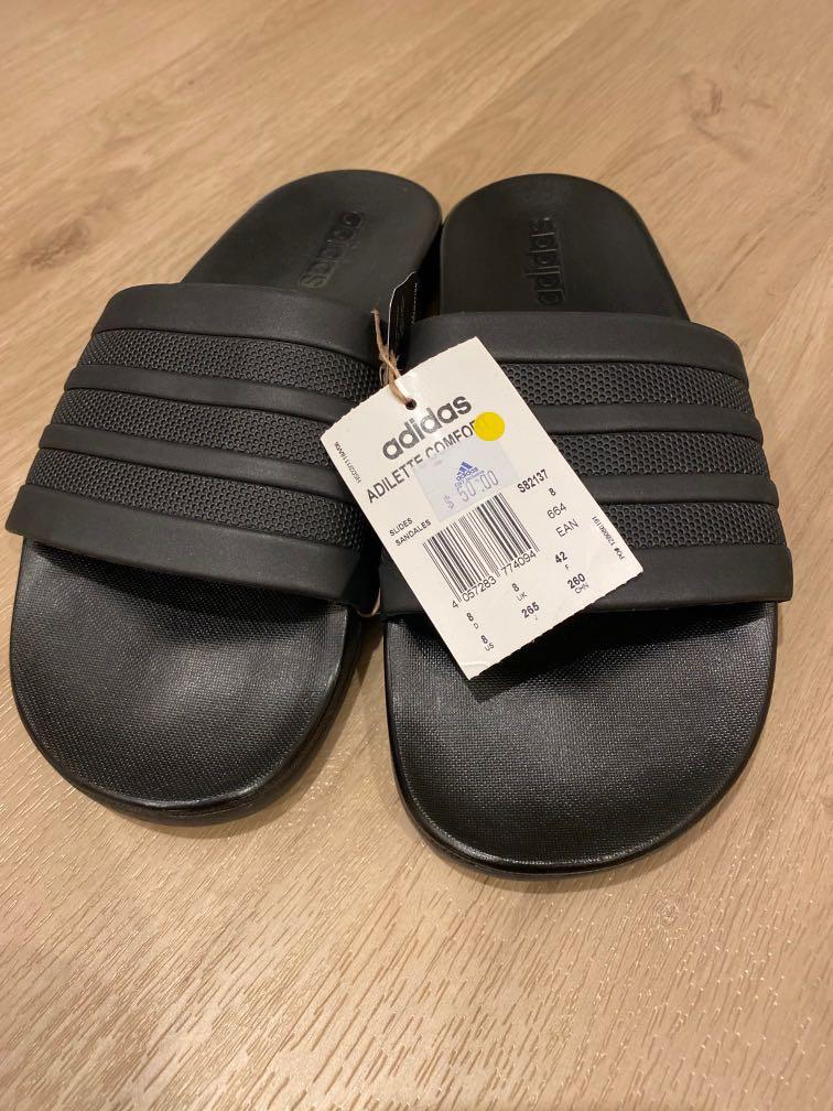 Adidas black slides Men s Fashion Footwear Flipflops and Slides on Carousell