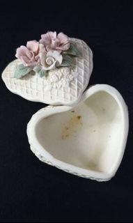 Antique flower  heart trinket box