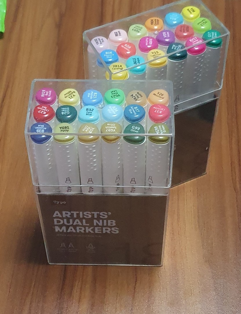 Artists' dual nib markers (TYPO), Hobbies & Toys, Stationery & Craft