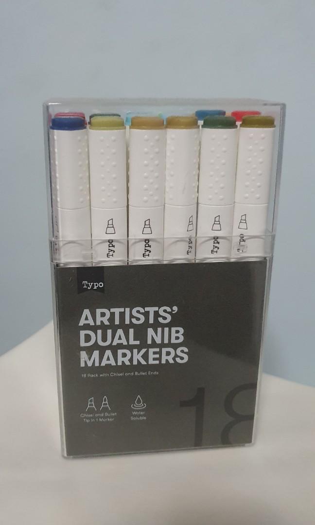 Artists' dual nib markers (TYPO), Hobbies & Toys, Stationery & Craft