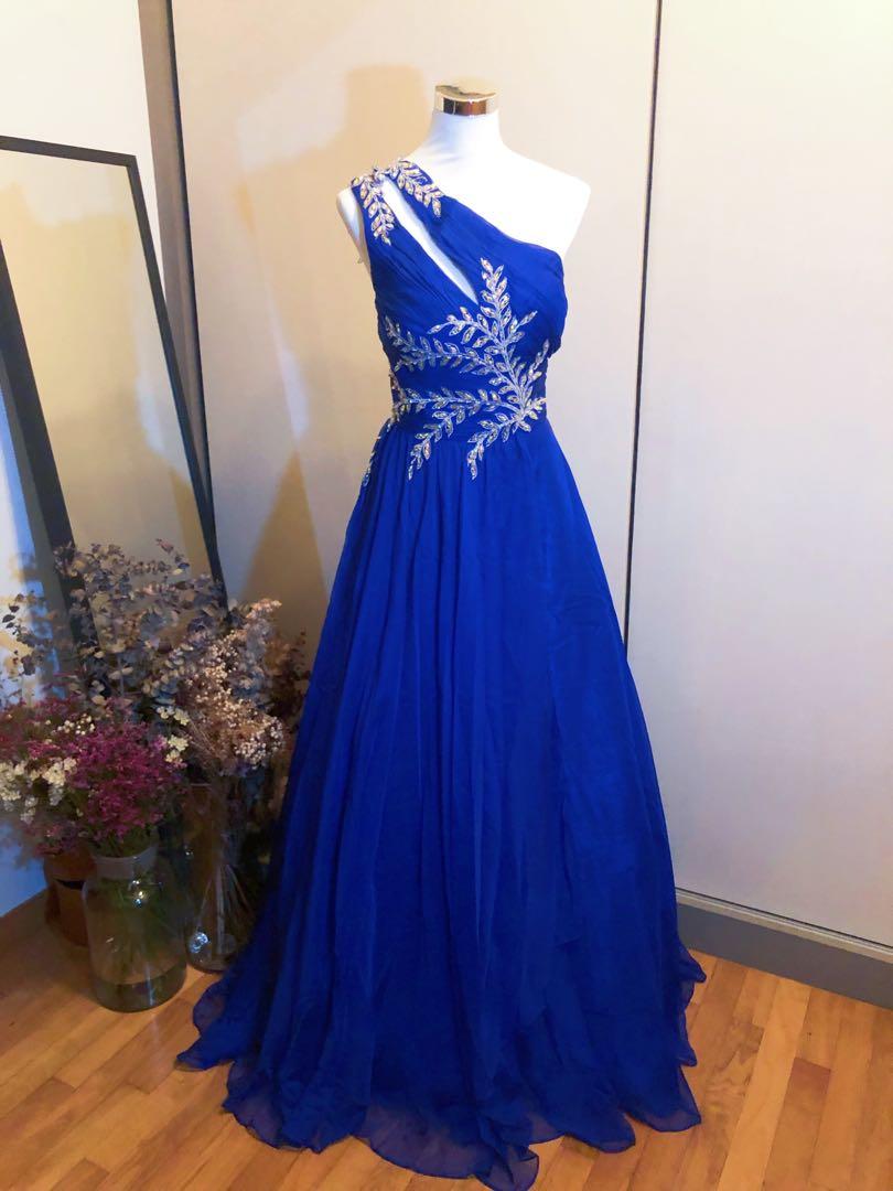 Electric blue top wedding dress