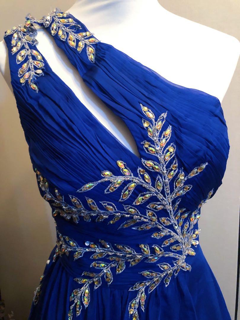 Electric blue deals evening dress