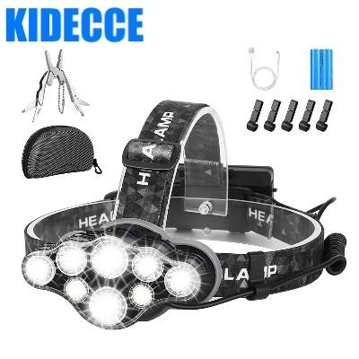 BN Head Torch,Super Bright Headlight,18000 Lumens 8 LED 8 Modes