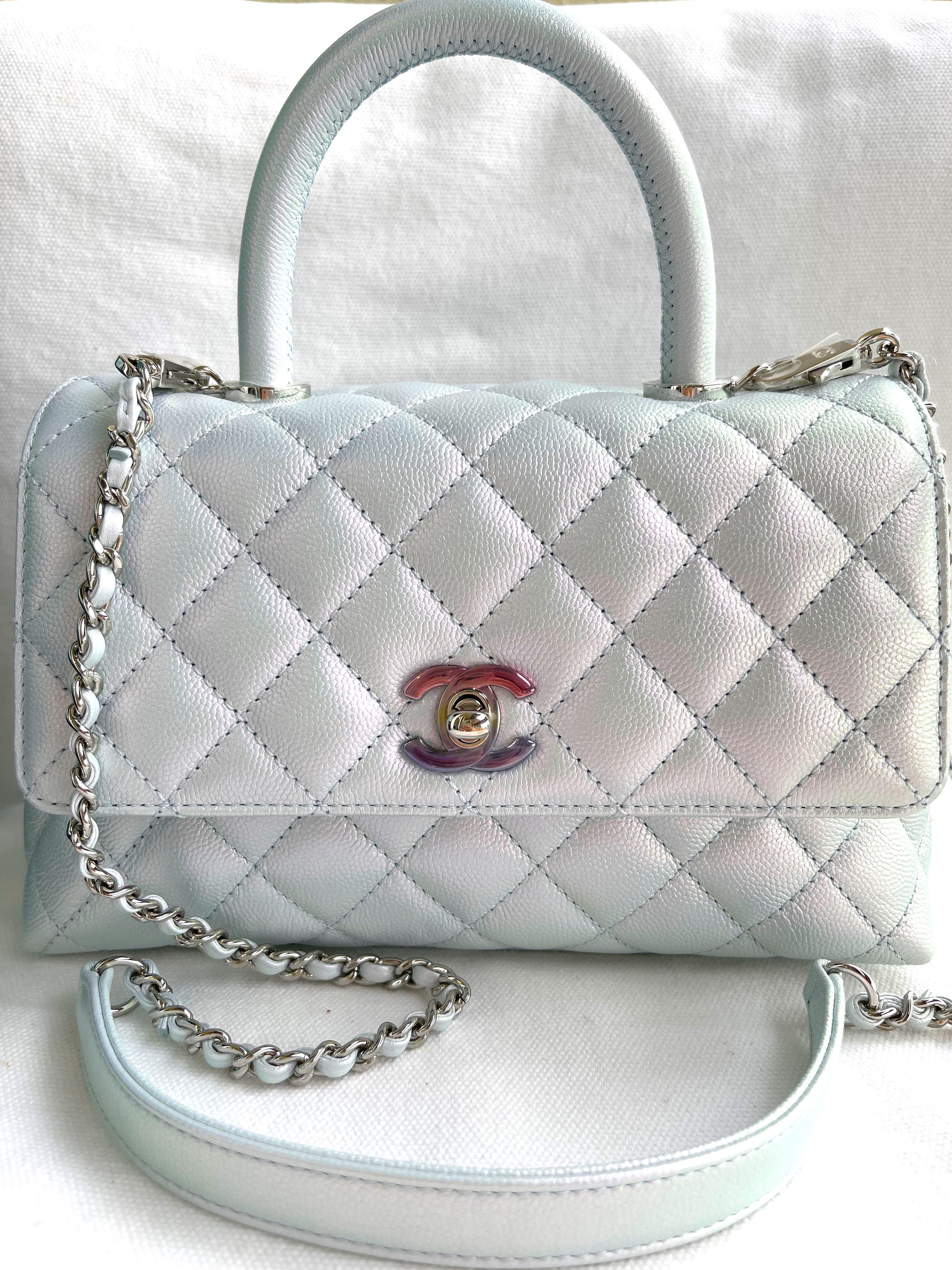Chanel 21K Small Coco Handle Iridescent Blue, Luxury, Bags & Wallets on  Carousell