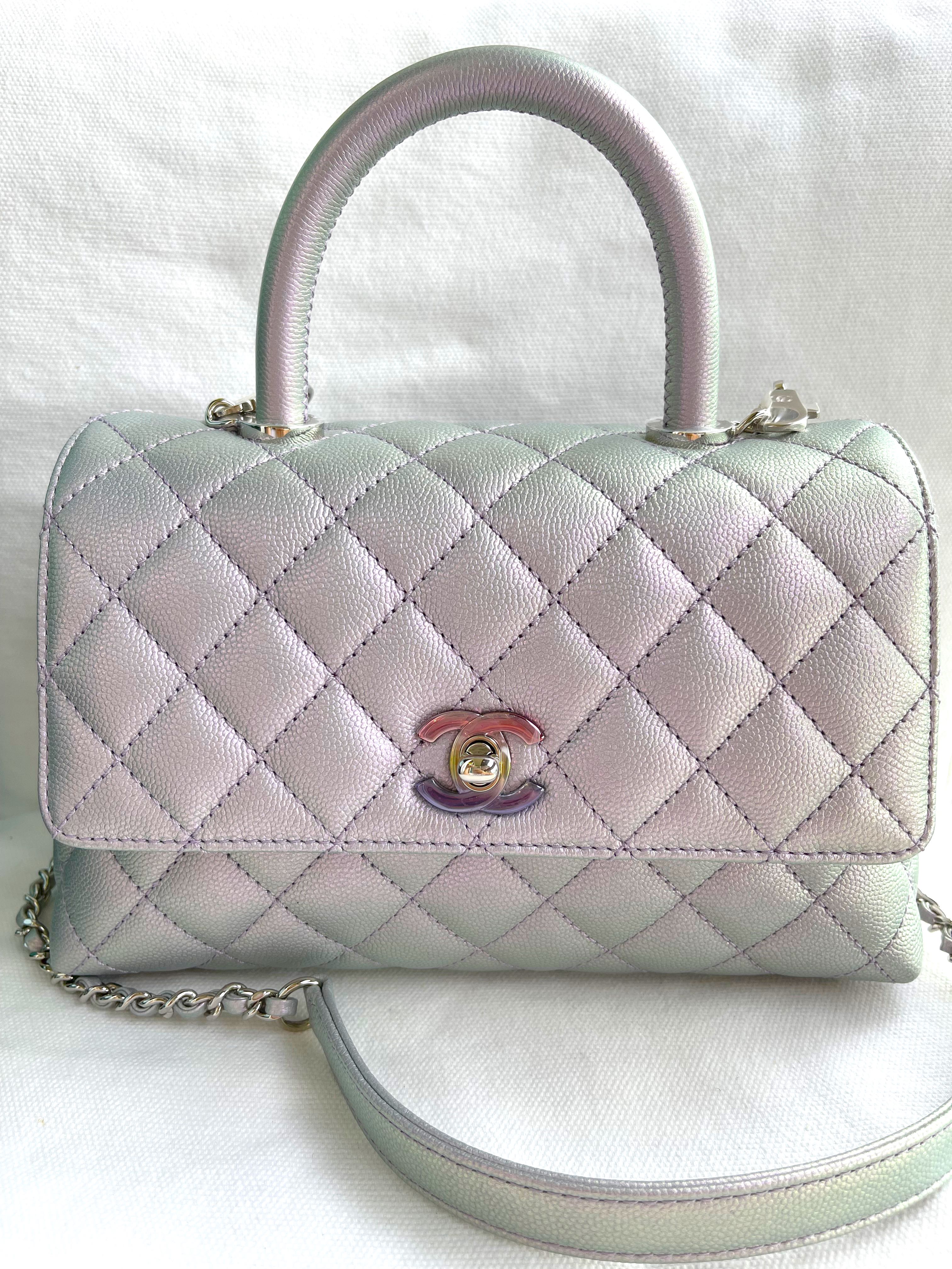 Chanel 21K Small Coco Handle Iridescent Purple, Luxury, Bags & Wallets on  Carousell