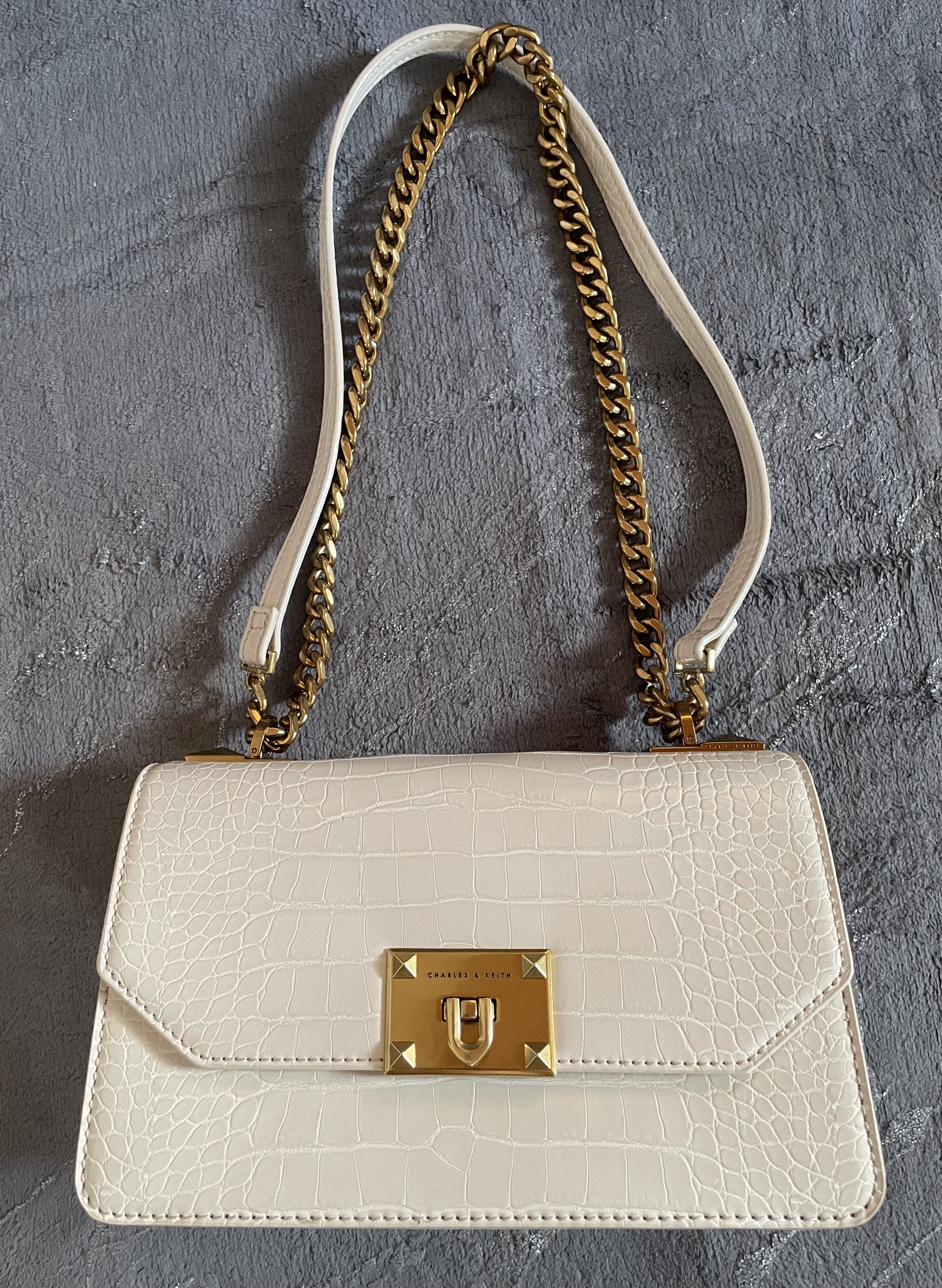 Charles and keith store croc effect clutch