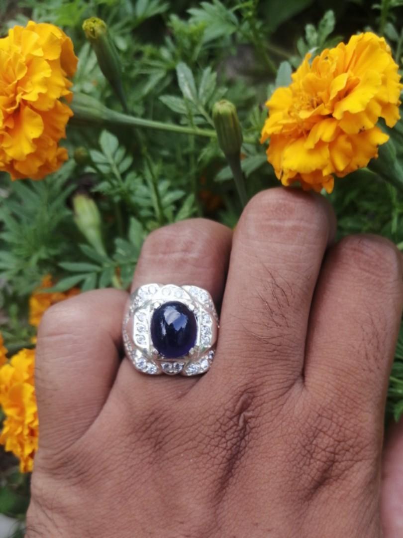 Cincin Nilam Biru Blue Sapphire Luxury Accessories on Carousell
