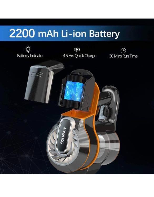 Dennov Cordless Vacuum Cleaner 13KPa Power Suction ExtensionTube Design 2 in 1 Stick Vacuum Cleaner with Wall Mount 200W Brushless Motor Cordless Vacuum Replaceable Battery Design Lightweight Lower No...
